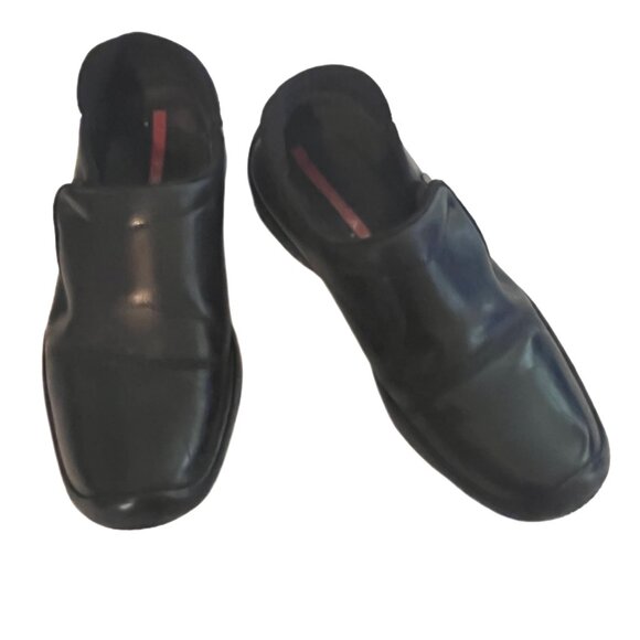 Vibram Exclusive for Prada Rare Sport Black Leather Slip on Shoes Size 7 1/2 - Picture 1 of 16